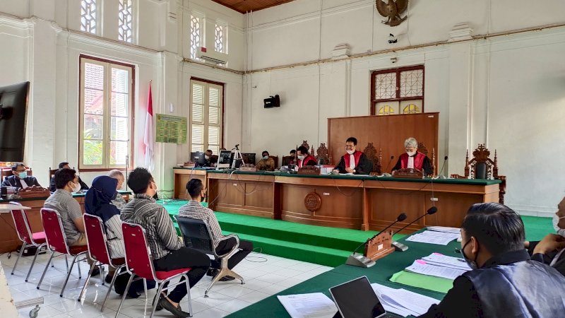 Suasana sidang lanjutan terdakwa Agung Sucipto (Anggu) dalam kasus suap Nurdin Abdullah.