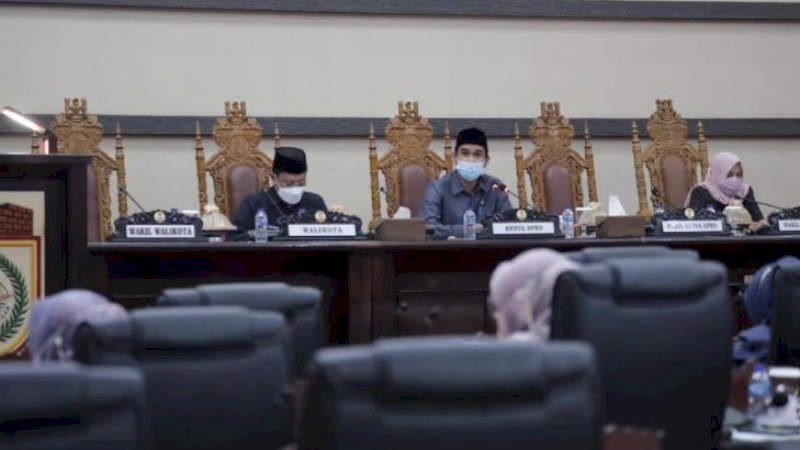 DPRD Kota Makassar melaksanakan rapat paripurna membahas Ranperda tentang pembentukan Perumda Parkir Makassar Raya, Selasa (22/6/2021).