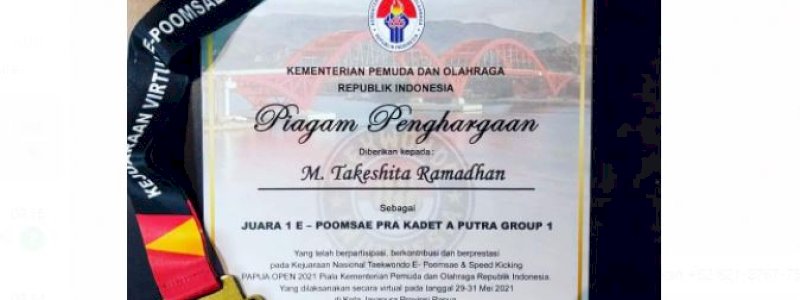 Bikin Bangga, Cucu Nurdin Abdullah Raih Medali Emas Kejurnas Taekwondo-E Papua Open 2021