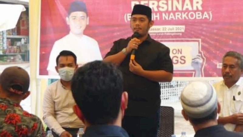 Rahmat Taqwa Quraisy saat sosialisasi di Kelurahan Pattingalloang, Kecamatan Ujung Tanah, Kota Makassar, Kamis (22/7/2021).