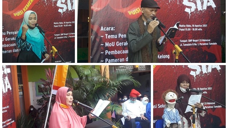 Meriahkan HUT RI, Penggiat Literasi Sulsel Gelar Kenduri Puisi Kemerdekaan di SMP Negeri 33 Makassar