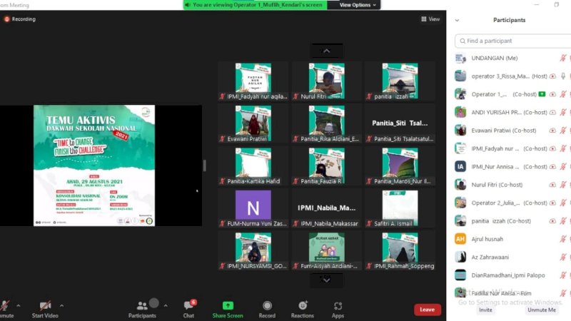 Bahas Tantangan di Masa Pandemi, IPMI Hadirkan Ratusan Peserta pada Temu Aktivis Dakwah Sekolah Nasional