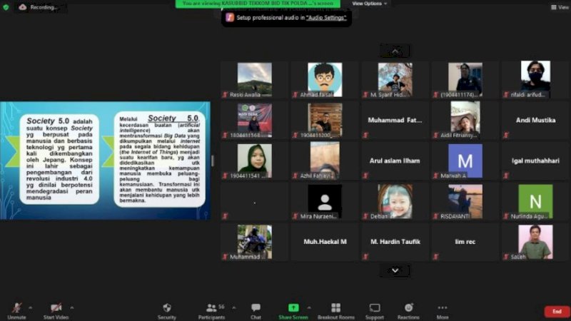 Mahasiswa Unismuh Gelar Webinar Technology 4.0 and Society 5.0; How Technology Creates Prosperity for All