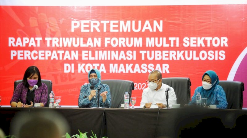 Ketua TP PKK Makassar, Indira Jusuf Ismail hadiri rapat triwulan forum multisektor Tubercolosis,  Selasa, (7/9/2021).
