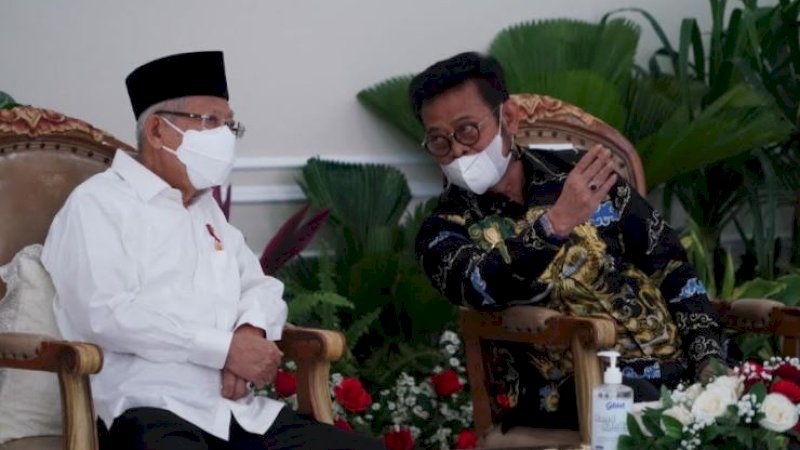 Wakil Presiden Ma'ruf Amin bersama Menteri Pertanian Syahrul Yasim Limpo. 