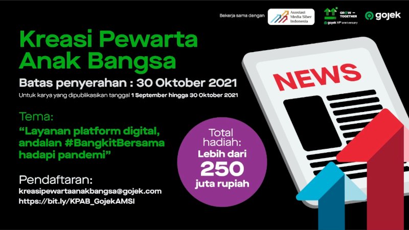 Berhadiah Ratusan Juta, Gojek-AMSI Kembali Gelar Penghargaan Karya Jurnalistik Kreasi Pewarta Anak Bangsa