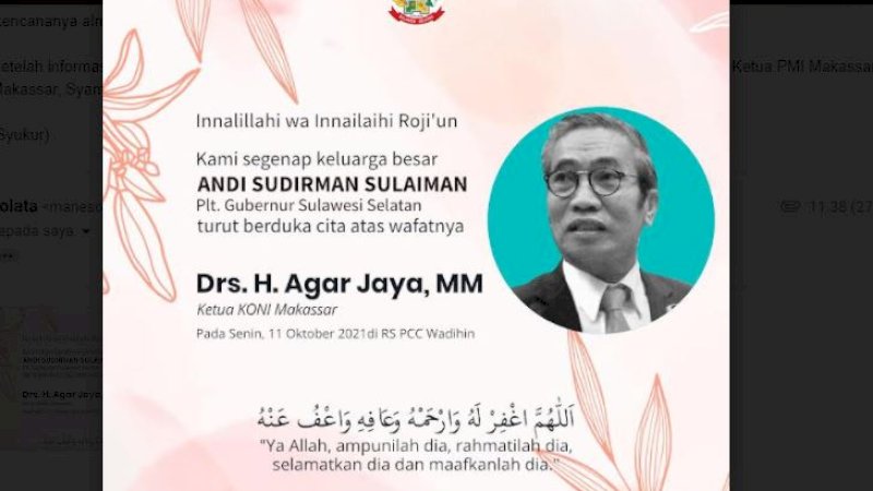 Plt Gubernur Sulsel Ucapkan Belasungkawa untuk Ketua KONI Makassar