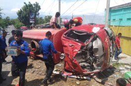 Buru-Buru Hendak Padamkan Kebakaran, Mobil Damkar Jeneponto Terguling Sebelum Tiba di TKP