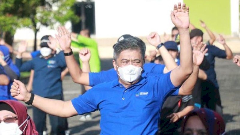Kampanye Gerakan Masyarakat Hidup Sehat (Germas) di Alun-Alun Colliq Pujie Kota Barru, Jumat (26/11/2021).