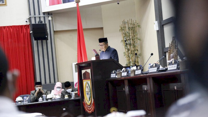 Wali Kota Makassar usai menghadiri penetapan APBD 2022 di Kantor DPRD Makassar,Rabu (24/11/2021).