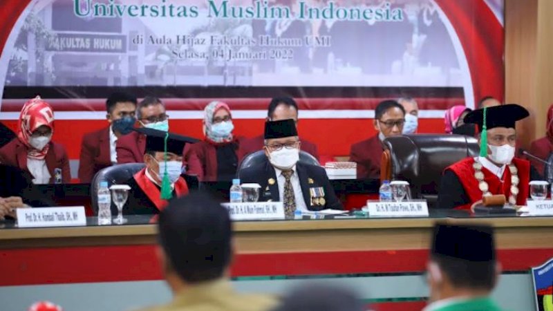 Rapat senat dalam rangka milad ke-50 Fakultas Hukum (FH) Universitas Muslim Indonesia (UMI), Selasa (4/1/2022).