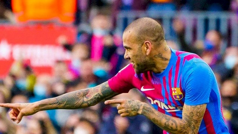 Dani Alves cetak gol untuk Barcelona (Foto Instagram Barcelona). 