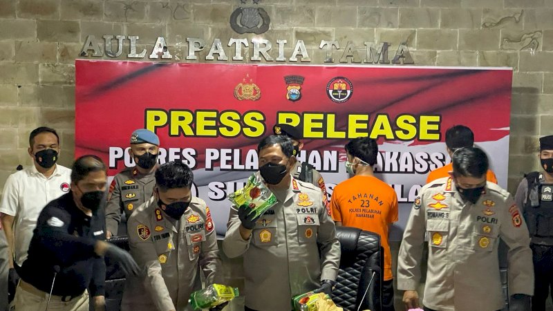 Rilis pengungkapan 21 Kg narkoba oleh jajaran Polres Pelabuhan Makassar.