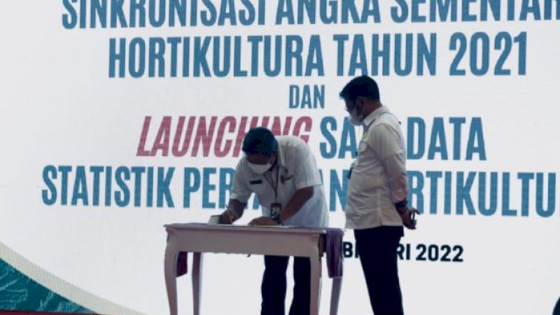 Acara Sinkronisasi Angka Sementara Hortikultura Tahun 2021 dan Launching Satu Data Statistik Pertanian Hortikultura di Bogor, Rabu (16/2/2022).