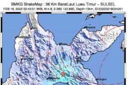 Gempa Bumi Magnitudo 4,8 Guncang Luwu Timur, Tak Berpotensi Tsunami