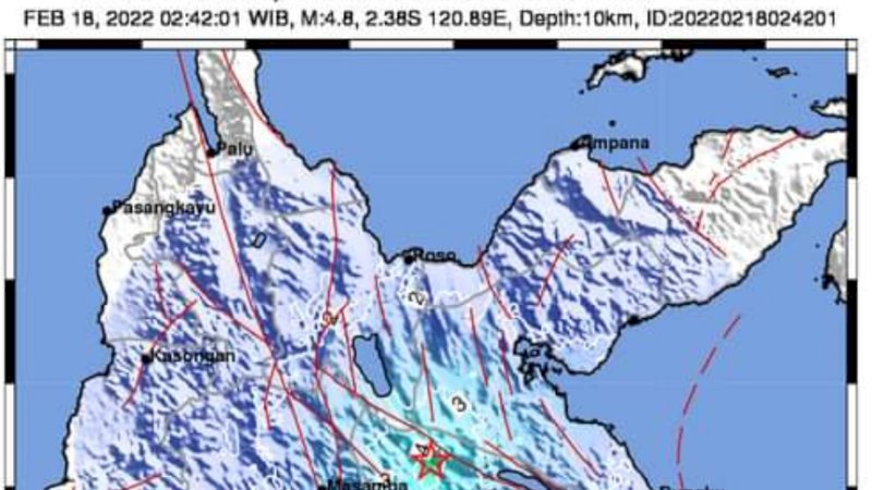 Gempa bumi M 4,8 Guncang Luwu Timur (Dok: BMKG Sulsel) 