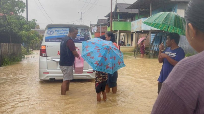 Banjir terjadi di sejumlah titik di Kabupaten Pangkep, Sulawesi Selatan. (Foto: Tajuddin Mustaming/Rakyatku.com)