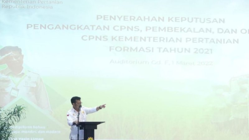 Menteri Pertanian (Mentan), Syahrul Yasin Limpo (SYL), di Kantor Pusat Kementan, Ragunan, Jakarta Selatan, Selasa (1/3/2022).
