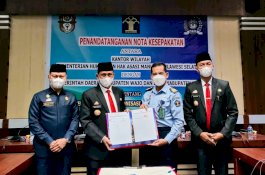 Bersama Ketua DPRD, Bupati Wajo Tandatangani MoU dengan Kemenkumham Sulsel