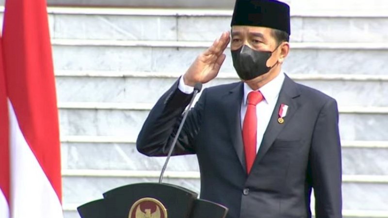 Presiden Joko Widodo dalam upacara peringatan HUT ke-76 TNI di Istana Merdeka, Selasa (5/10/2021).(dok. Sekretariat Presiden)