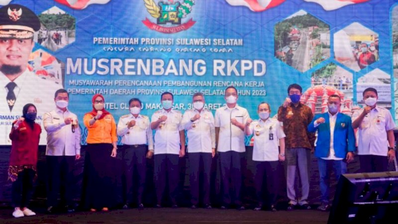 Musyawarah Perencanaan Pembangunan (Musrenbang) Rencana Kerja Pemerintah Daerah (RKPD) Provinsi Sulsel di Hotel Claro Makassar, Kota Makassar, Rabu (30/3/2022).
