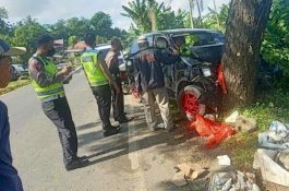 Minibus Tabrak Pohon di Barru, Sopir-Penumpang Patah Tulang