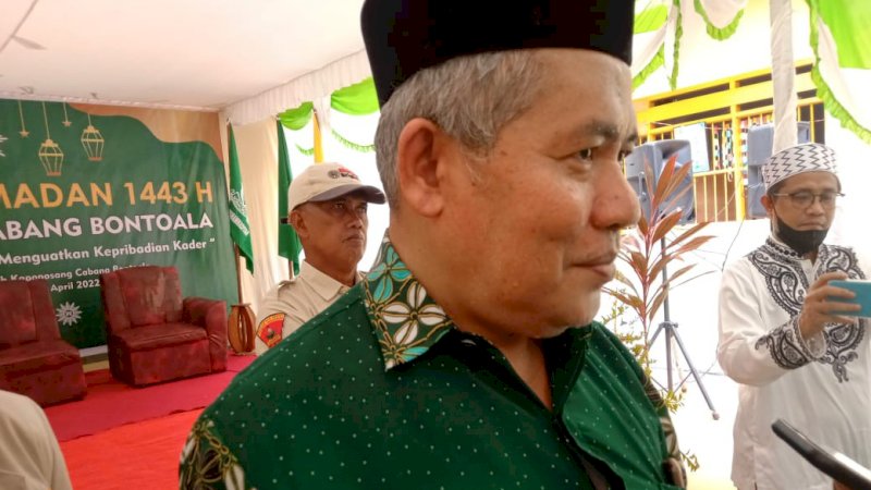 Pimpinan Cabang Muhammadiyah Bontoala Muhammad Said usai memberi sambutan di acara pengajian di Jalan Kapoposang Bontoala, Jumat,(8/4/22).