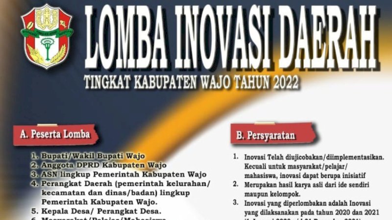 Pemkab Wajo Gelar Lomba Inovasi Daerah 2022, Hadiah Puluhan Juta Rupiah