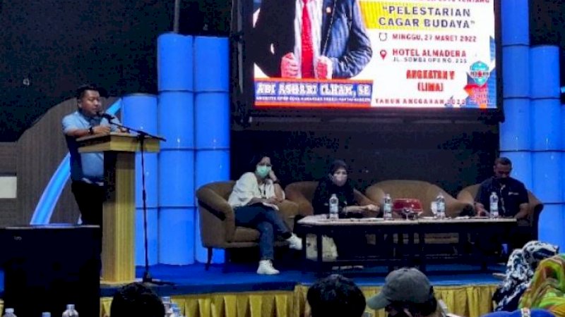 Sosialisasi Perda Nomor 2 Tahun 2013 tentang Pelestarian Cagar Budaya di Hotel Almadera, Kota Makassar, Ahad (27/3/2022).