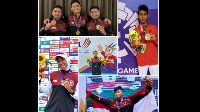 Para atlet Sulawesi Selatan yang meraih medali pada gelaran SEA Games 2021.