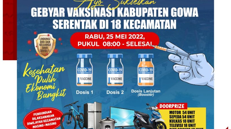 Gebyar Vaksin Covid-19, Pemkab Gowa Siapkan Doorprize Puluhan Sepeda Motor