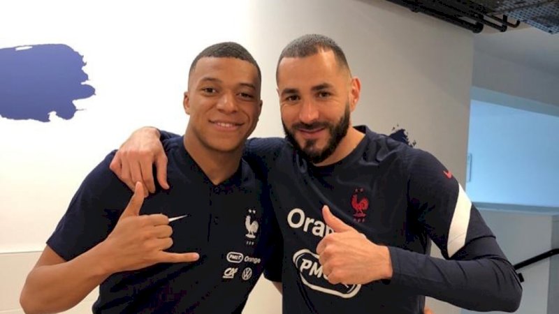 Karim Benzema dan Kylian Mbappe (foto Instagram/Karim Benzema)