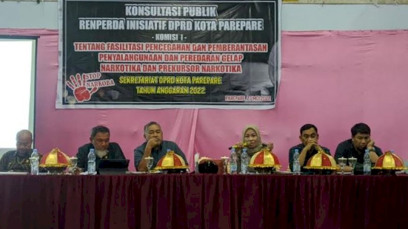 Konsultasi publik ranperda inisiatif Komisi I DPRD Kota Parepare terkait narkoba, Jumat (27/5/2022).