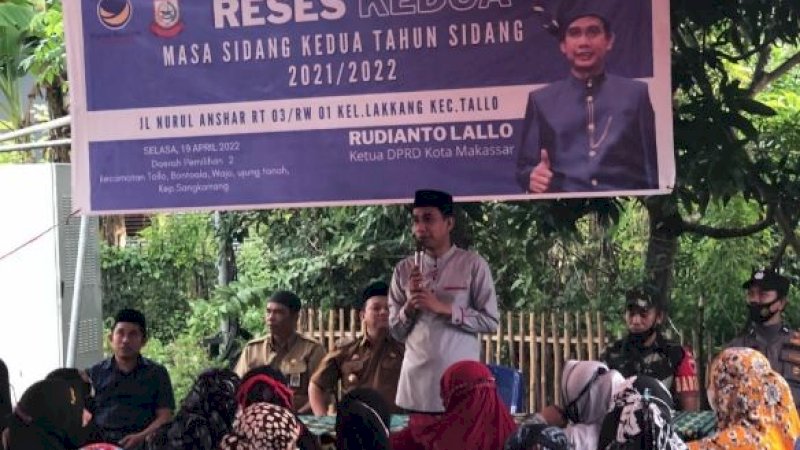 Reses Ketua DPRD Kota Makassar, Rudianto Lallo, di Kelurahan Lakkang, Kecamatan Tallo, Kota Makassar, Selasa (19/4/2022).