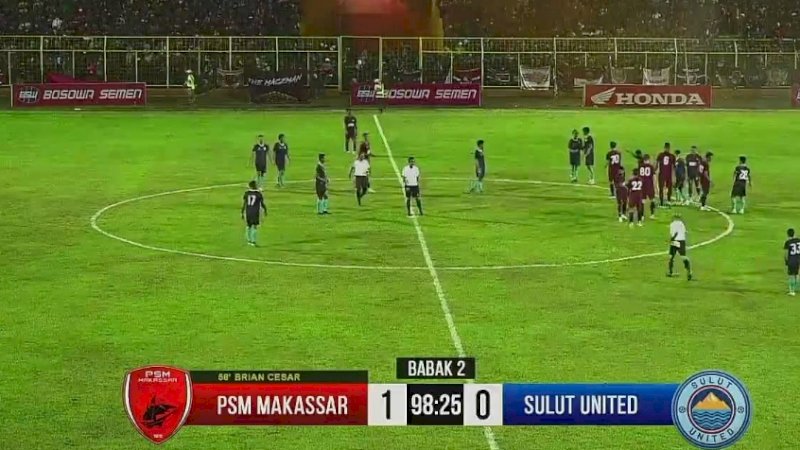 PSM Makassar vs Sulut United (tangkapan layar video)