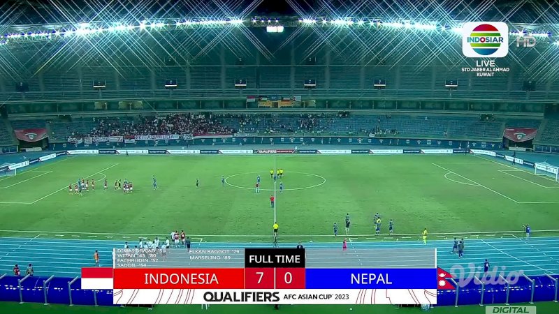 Timnas Indonesia menang dengan skor 7-0 atas Nepal di Kualifikasi Piala Asia 2023. (foto: tangkapan layar video)