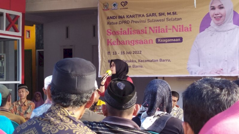 Sosialisasi nilai-nilai kebangsaan terkait keagamaan di Desa Palakka, Kecamatan Barru, Jumat (15/7/2022).