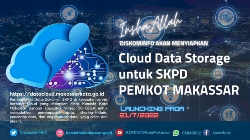 Cloud Data Storage, layanan penyimpanan data organisasi perangkat daerah (OPD) berbasis digital.
