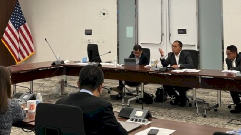 Wali Kota Makassar, Mohammad Ramdhan Pomanto (Danny), saat mempresentasikan Longwis di hadapan akademisi dan ilmuwan lintas universitas yang dinaungi US National Science Foundation di Virginia, Washington DC, Amerika Serikat (AS), Jumat pagi (22/7/2022) waktu setempat.