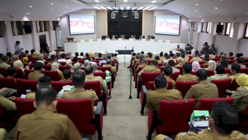 Rapat koordinasi di Ruang Sipakatau Balai Kota Makassar, Selasa (26/7/2022).