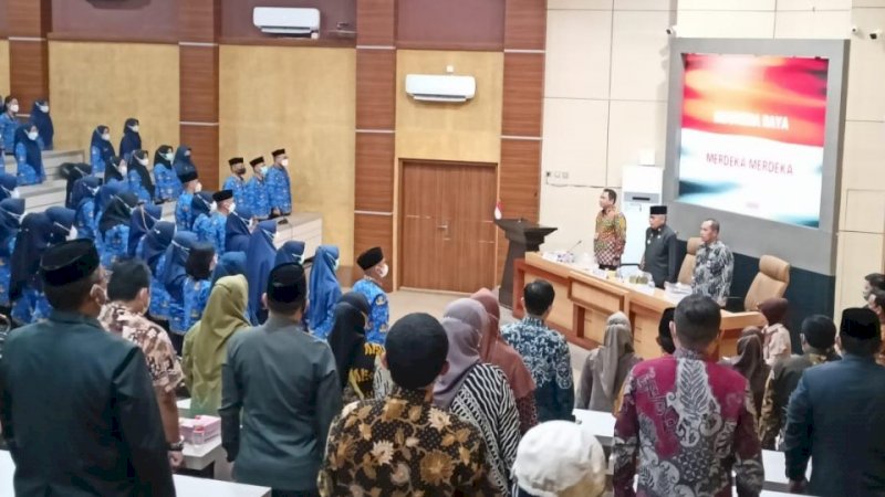 Pembukaan Latsar CPNS lingkup Pemkot Parepare bekerja sama dengan Puslatbang KMP LAN RI Kota Makassar dan BPSDMD Provinsi Sulsel di Ruang Pola Kantor Wali Kota Parepare, Jumat (12/8/2022).
