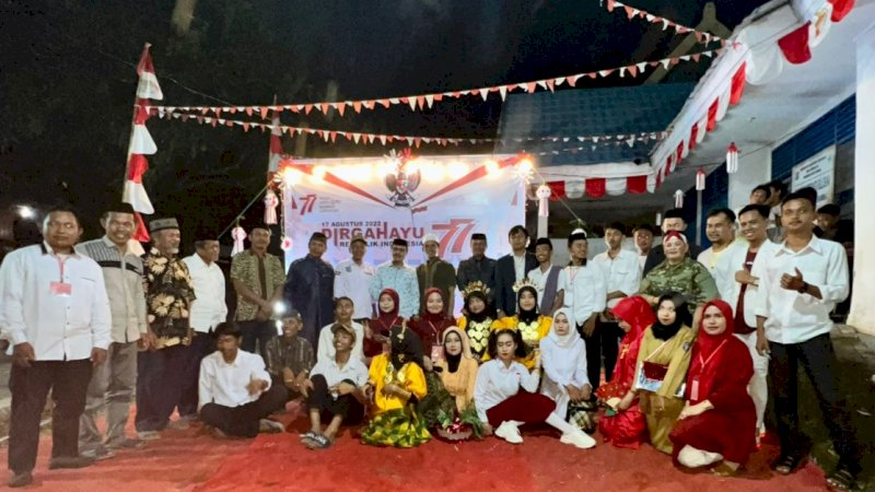 Semarak menyambut hari ulang tahun (HUT) ke-77 Republik Indonesia (RI) di Desa Bulusuka, Kecamatan Bontoramba, Kabupaten Jeneponto, Sabtu (13/8/2022).
