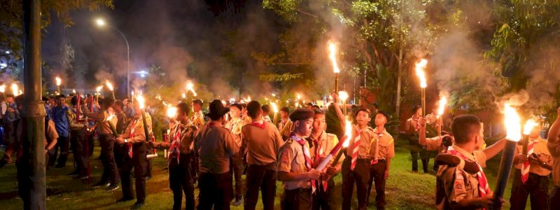 Pawai Obor Rangkaian HUT RI di Barru Berlangsung Meriah 