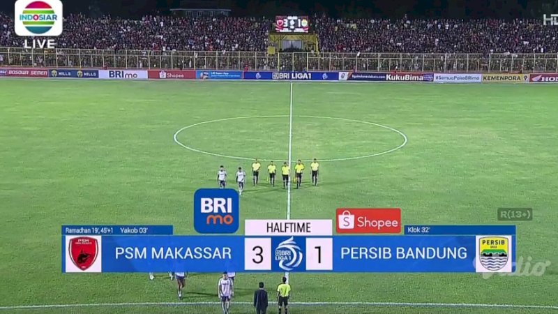 PSM Makassar vs Persib Bandung (Foto tangkapan layar video)