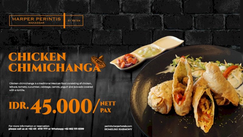 Hotel Harper Perintis Hadirkan Menu Baru di Bulan September "Chicken Chimichanga", Cek Harganya di Sini.