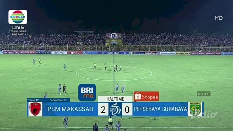 PSM Makassar vs Persebaya Surabaya (Foto: Tangkapan layar video)