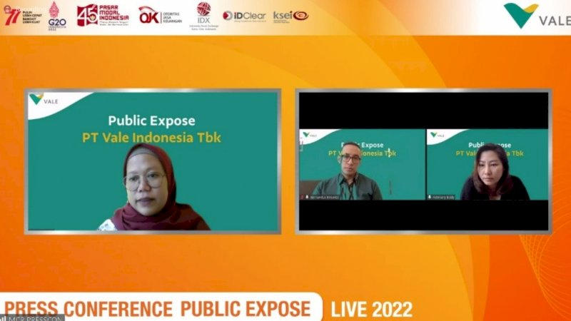 PT Vale Indonesia Tbk. menyelenggarakan paparan publik tahunan 2022, Rabu (14/9/2022).