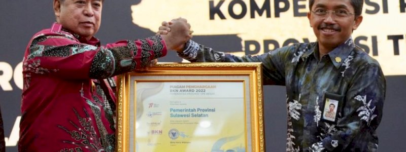 Pemprov Sulsel Dianugerahi BKN Award Kategori Pertama