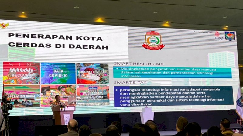 Menteri Dalam Negeri (Mendagri), Tito Karnavian, saat pembukaan International Indonesia Smart City Expo 2022, di Jakarta Convention Center, Rabu (5/10/2022).