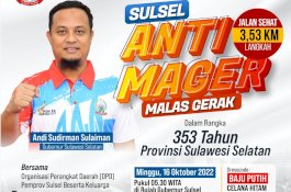 HUT Ke-353 Sulsel, Yuk Jalan Sehat Anti Mager 3,53 Km Bareng Gubernur Andi Sudirman
